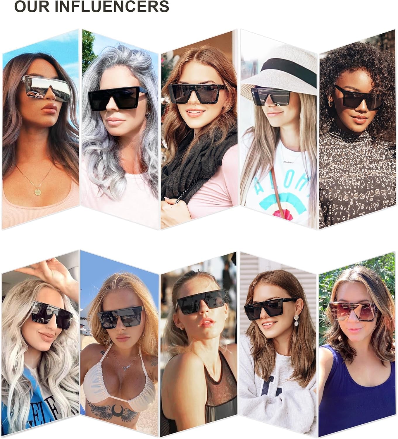 Square Big Sunglasses Women Thick Frame Flat Top Mirrored Sunnies Shades Goggle Siamese Lens SJ2117