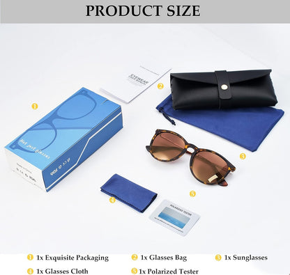Vintage round Polarized Sunglasses for Women Men Classic Retro Trendy Designer Style Sun Glasses UV400 Protection
