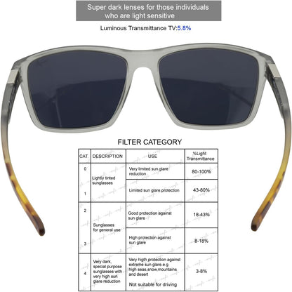 Fishing Polarized Sunglasses for Men Driving Running Golf Sports Glasses Square UV Protection Designer Style Unisex - WORLD TIME VISITS