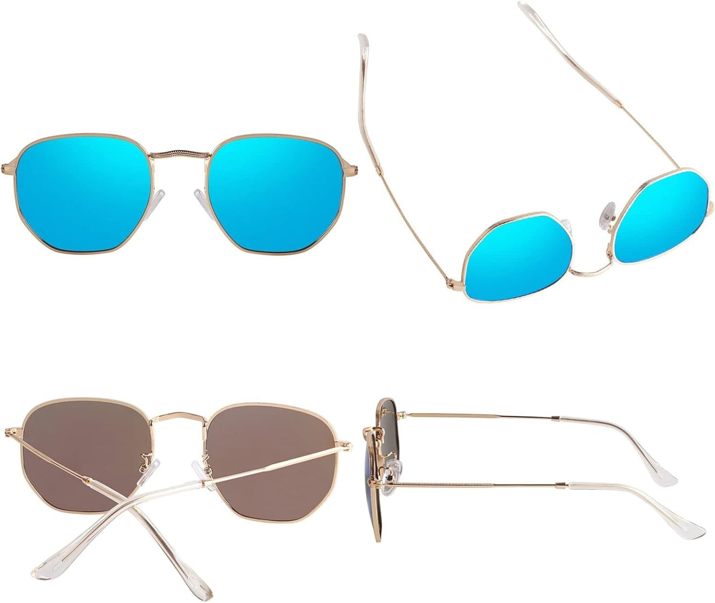 Hipster Hexagonal Polarized Sunglasses Men Women Geometric Square Small Vintage Metal Frame Retro Shade Glasses - WORLD TIME VISITS