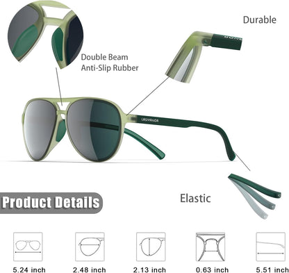Lightweight TAC Polarized Tinted Classic Vintage Retro 70S Sunglasses, TR - 90 Frame for Women Men, UV 400 Protection - WORLD TIME VISITS