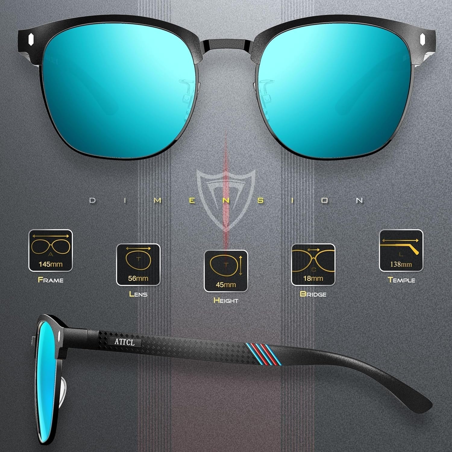 Men'S Driving Polarized Rimless Sunglasses Al - Mg Metal Frame Ultra Light - WORLD TIME VISITS