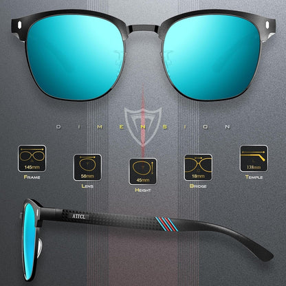 Men'S Driving Polarized Rimless Sunglasses Al - Mg Metal Frame Ultra Light - WORLD TIME VISITS