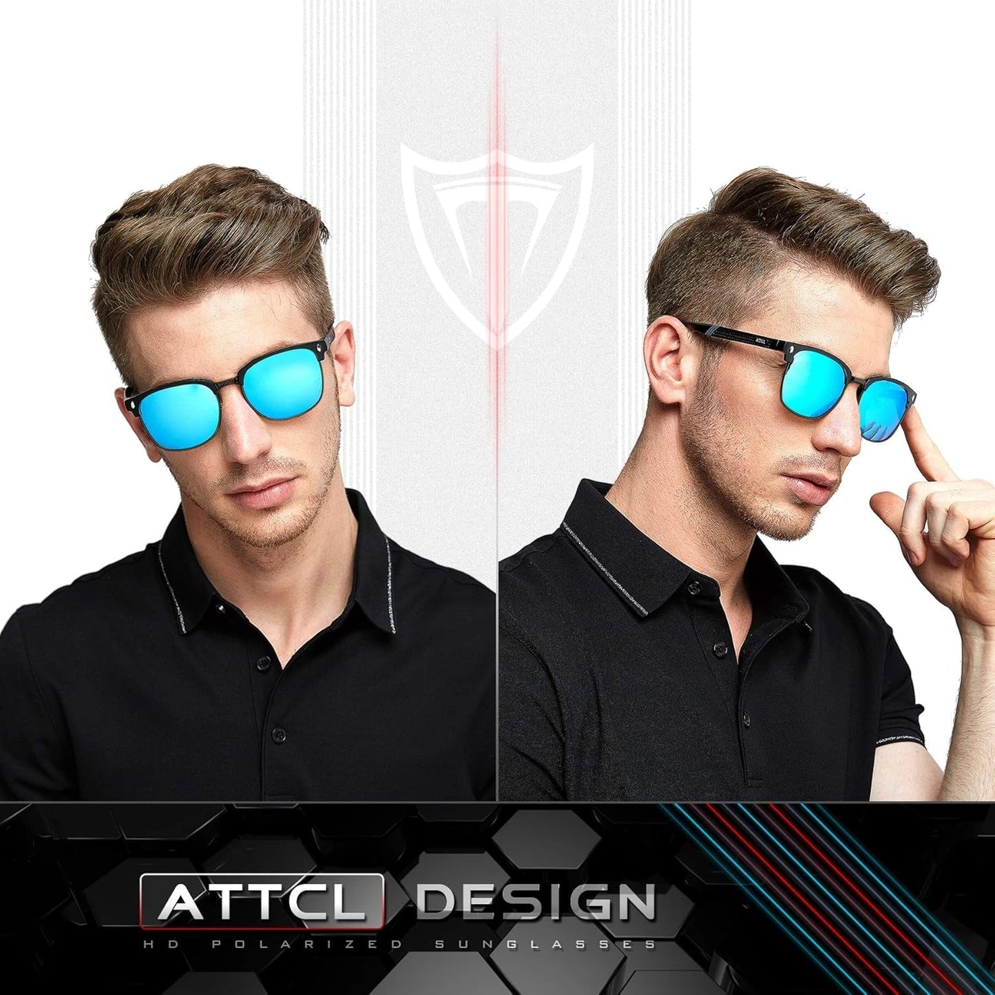 Men'S Driving Polarized Rimless Sunglasses Al - Mg Metal Frame Ultra Light - WORLD TIME VISITS