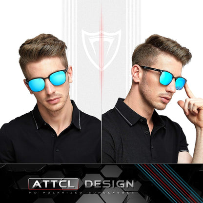 Men'S Driving Polarized Rimless Sunglasses Al - Mg Metal Frame Ultra Light - WORLD TIME VISITS