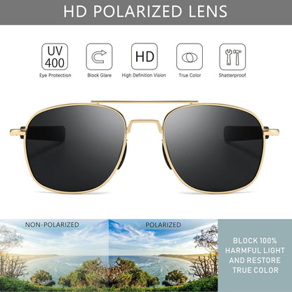 Men'S Military Style Polarized Pilot Aviator Sunglasses Bayonet Temples - WORLD TIME VISITS