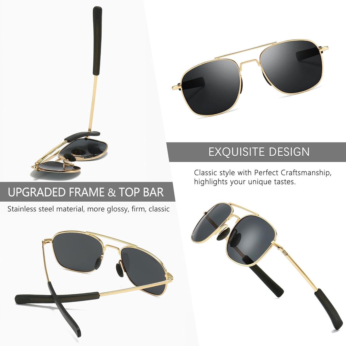 Men'S Military Style Polarized Pilot Aviator Sunglasses Bayonet Temples - WORLD TIME VISITS