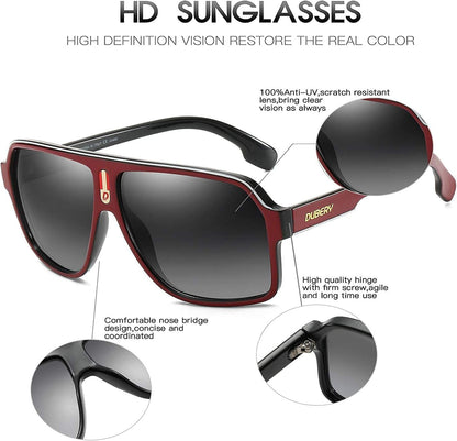 Mens Oversized Aviator Sunglasses Classic Large Polarized Lens Shades D103 - WORLD TIME VISITS