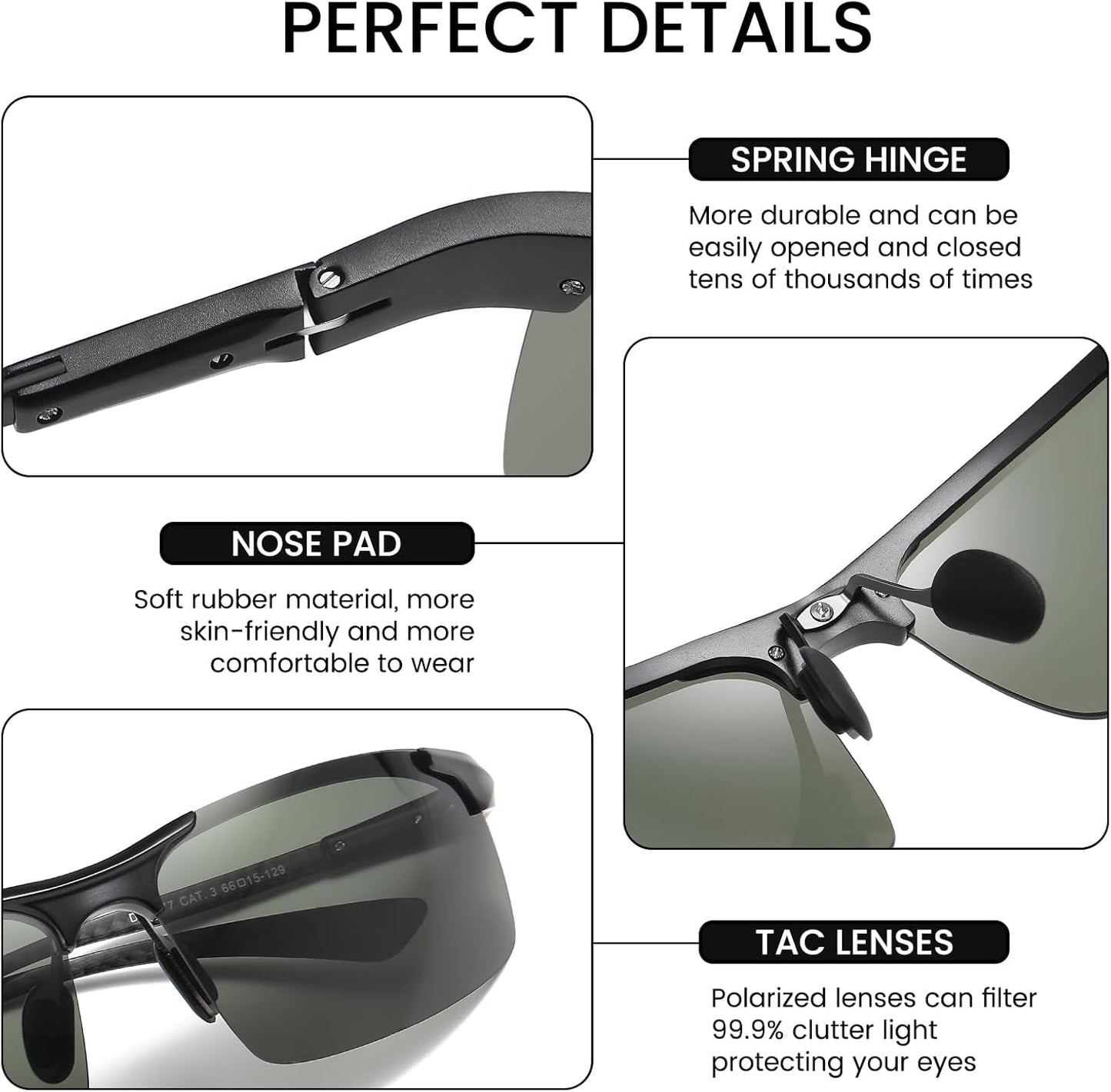 Men'S Sports Polarized Driving Carbon Fiber Sunglasses for Men UV400 Protection DC8277 - WORLD TIME VISITS