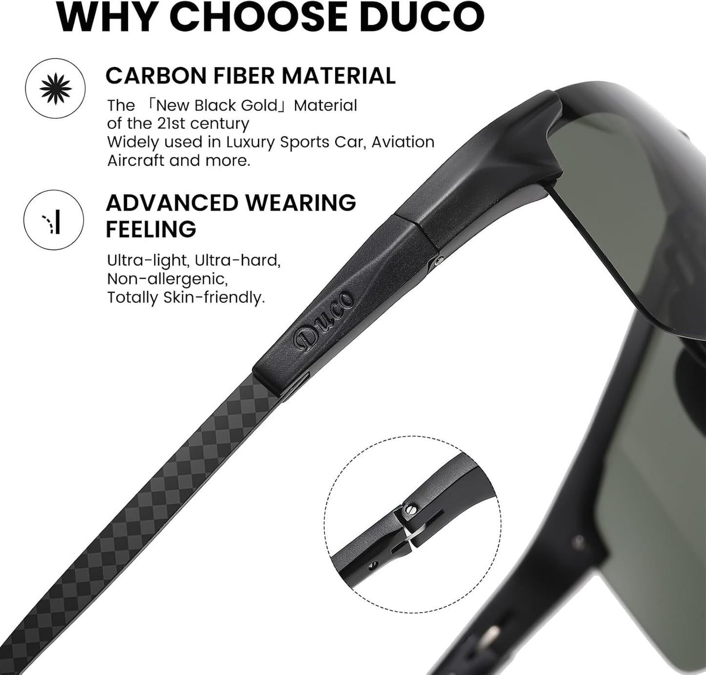 Men'S Sports Polarized Driving Carbon Fiber Sunglasses for Men UV400 Protection DC8277 - WORLD TIME VISITS