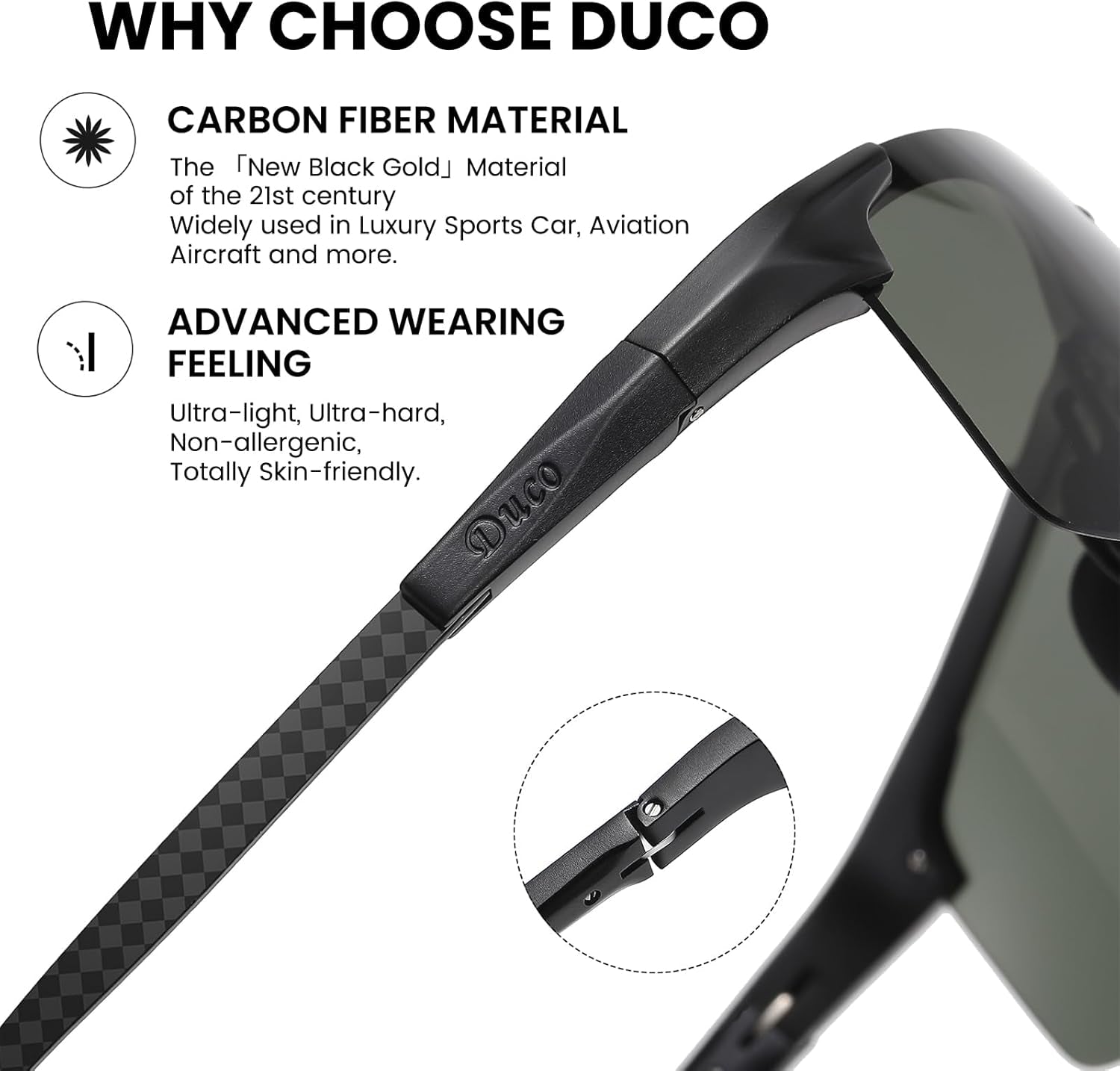 Men'S Sports Polarized Driving Carbon Fiber Sunglasses for Men UV400 Protection DC8277 - WORLD TIME VISITS