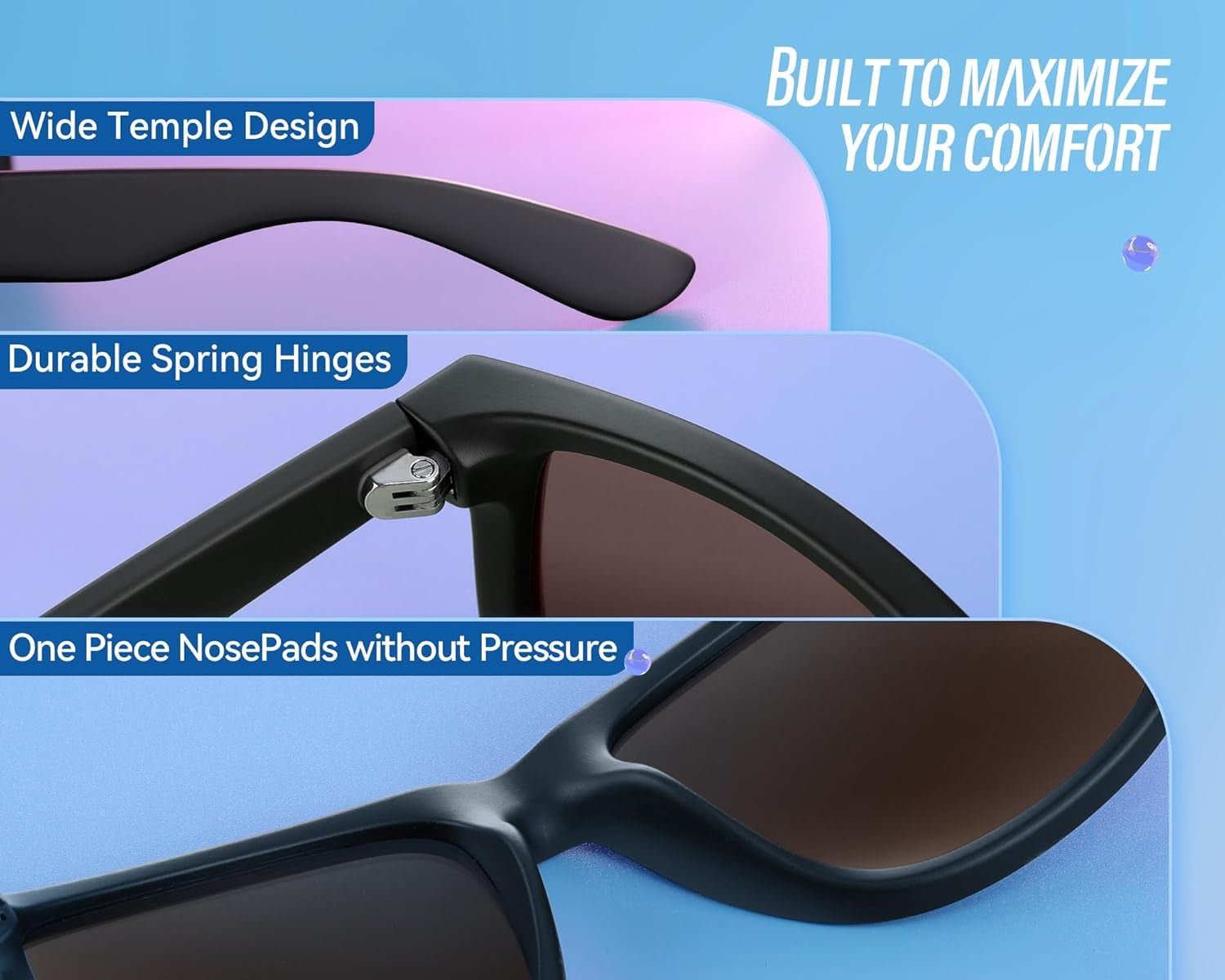 Mens Sunglasses Polarized with UV400 Protection, Fits for Women Fashion Driving, Fishing, Sports, Beach, Golfing - WORLD TIME VISITS