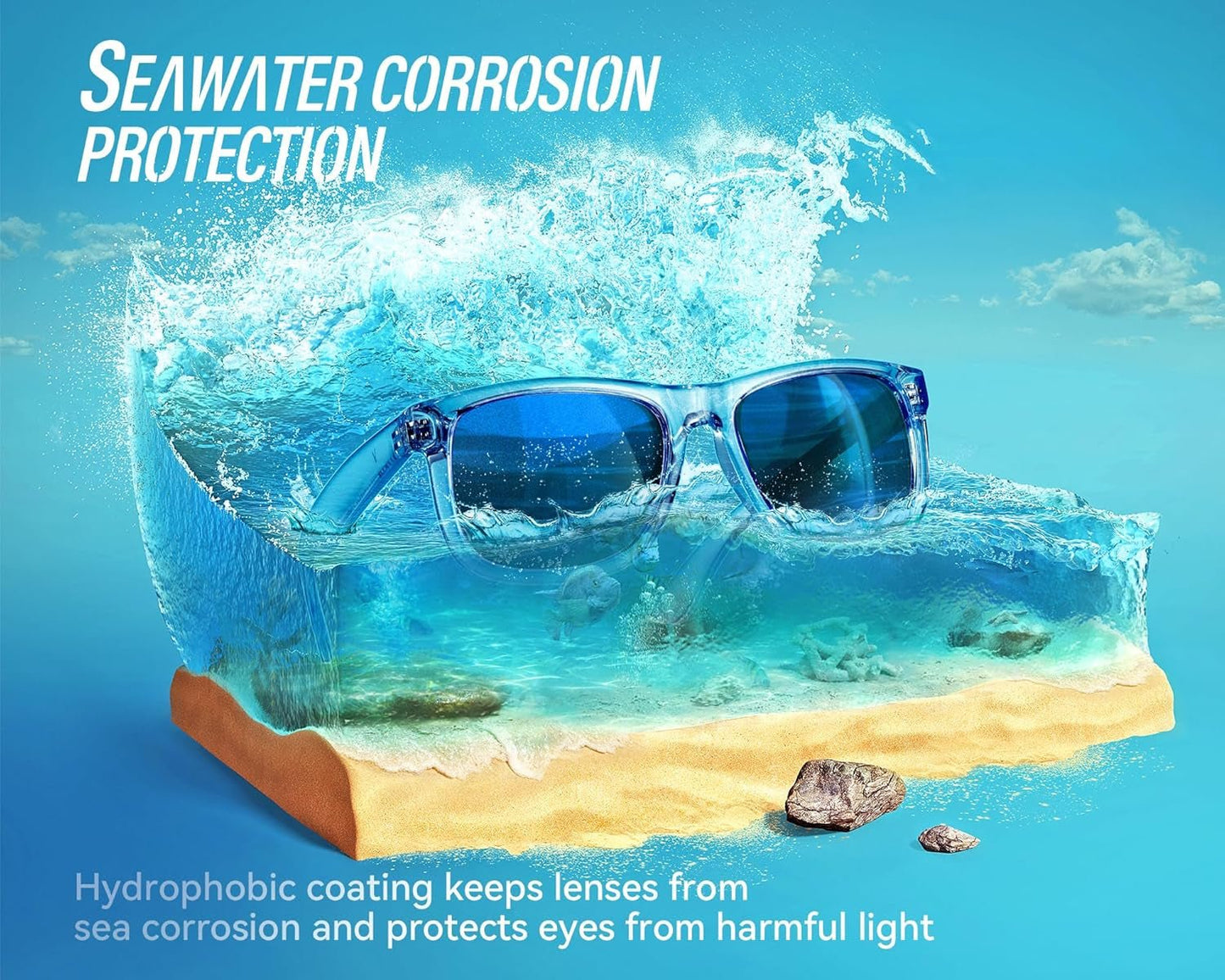 Mens Sunglasses Polarized with UV400 Protection, Fits for Women Fashion Driving, Fishing, Sports, Beach, Golfing - WORLD TIME VISITS