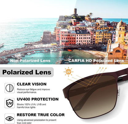 Metal Mens Sunglasses Polarized UV400 Protection for Driving Fishing Hiking Golf Everyday Use CA5225 - WORLD TIME VISITS