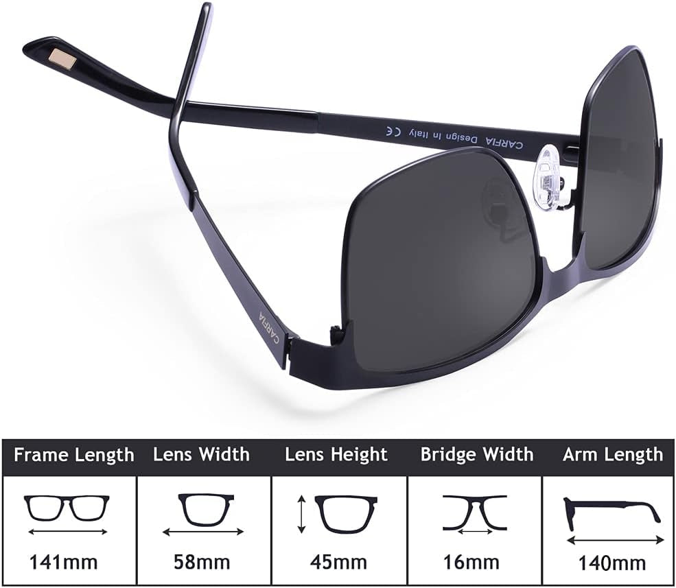 Metal Mens Sunglasses Polarized UV400 Protection for Driving Fishing Hiking Golf Everyday Use CA5225 - WORLD TIME VISITS