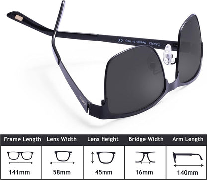 Metal Mens Sunglasses Polarized UV400 Protection for Driving Fishing Hiking Golf Everyday Use CA5225 - WORLD TIME VISITS