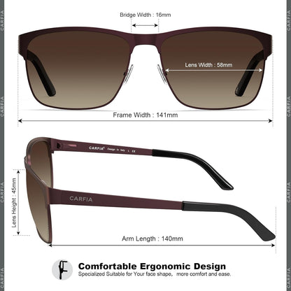 Metal Mens Sunglasses Polarized UV400 Protection for Driving Fishing Hiking Golf Everyday Use CA5225 - WORLD TIME VISITS