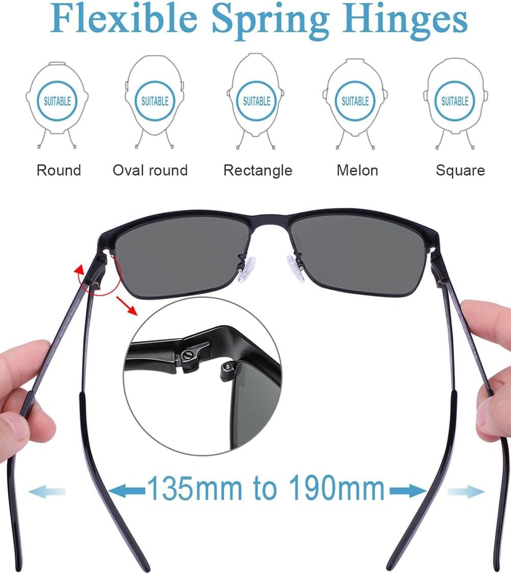 Metal Mens Sunglasses Polarized UV400 Protection for Driving Fishing Hiking Golf Everyday Use CA5225 - WORLD TIME VISITS