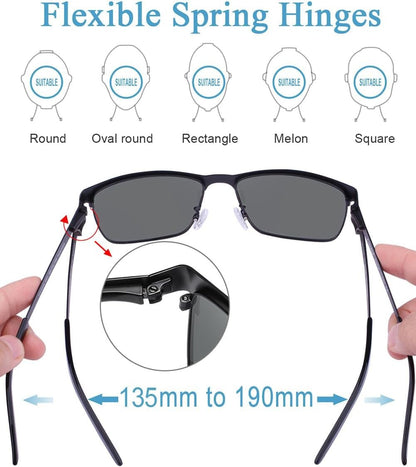 Metal Mens Sunglasses Polarized UV400 Protection for Driving Fishing Hiking Golf Everyday Use CA5225 - WORLD TIME VISITS