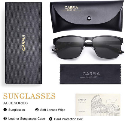 Metal Mens Sunglasses Polarized UV400 Protection for Driving Fishing Hiking Golf Everyday Use CA5225 - WORLD TIME VISITS