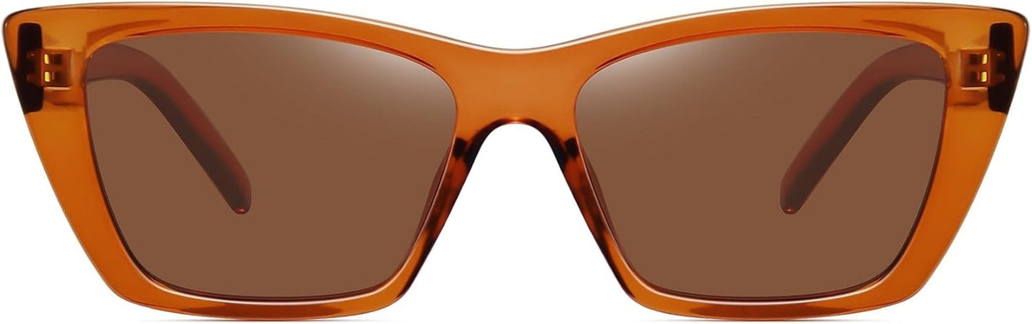 Narrow Small Vintage Polarized Cat Eye Sunglasses for Women - WORLD TIME VISITS