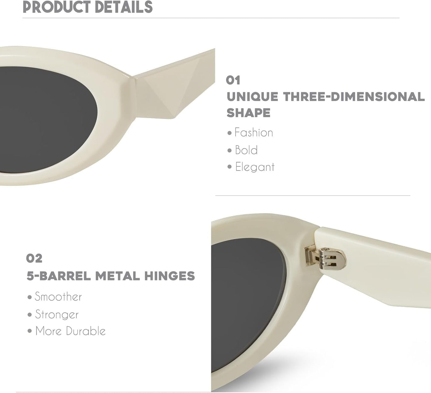 Oval Cat Eye Sunglasses for Women Retro Y2K Style MS52372 - WORLD TIME VISITS