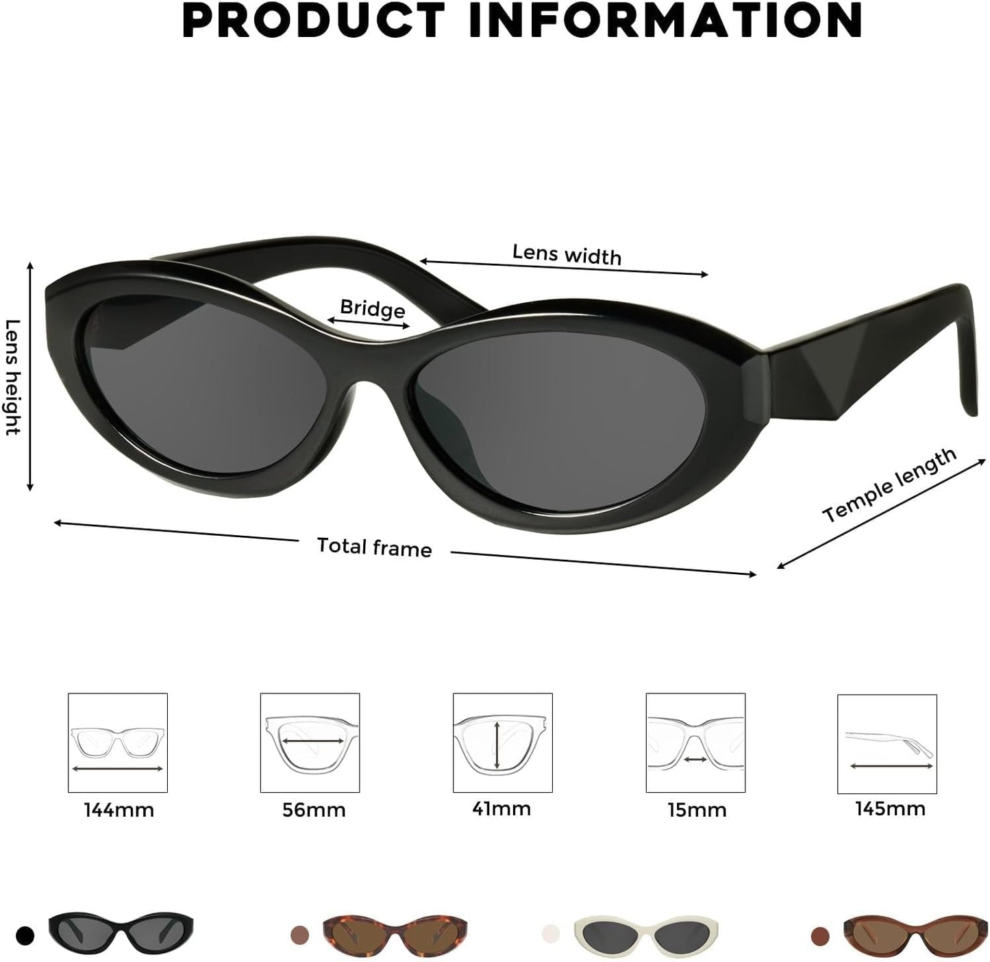 Oval Cat Eye Sunglasses for Women Retro Y2K Style MS52372 - WORLD TIME VISITS