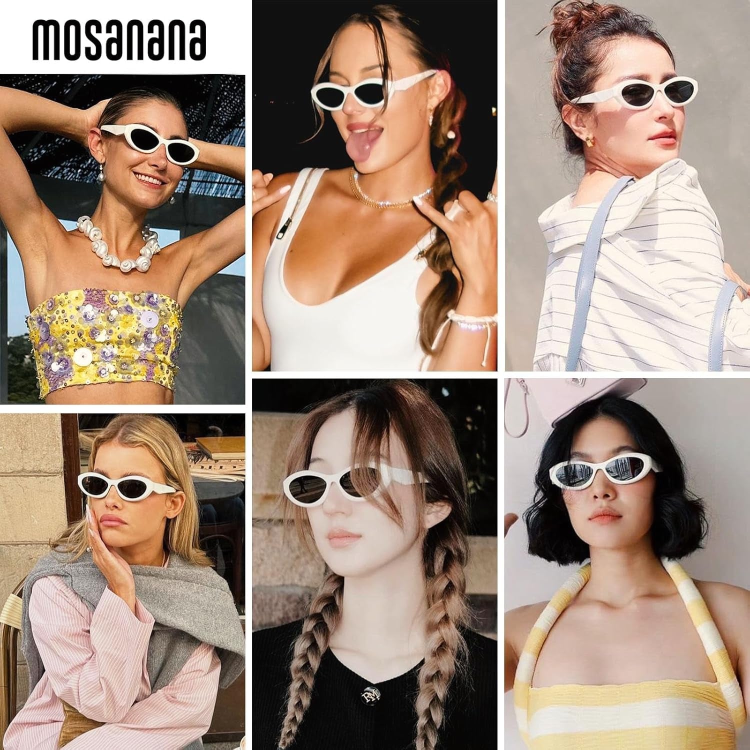 Oval Cat Eye Sunglasses for Women Retro Y2K Style MS52372 - WORLD TIME VISITS