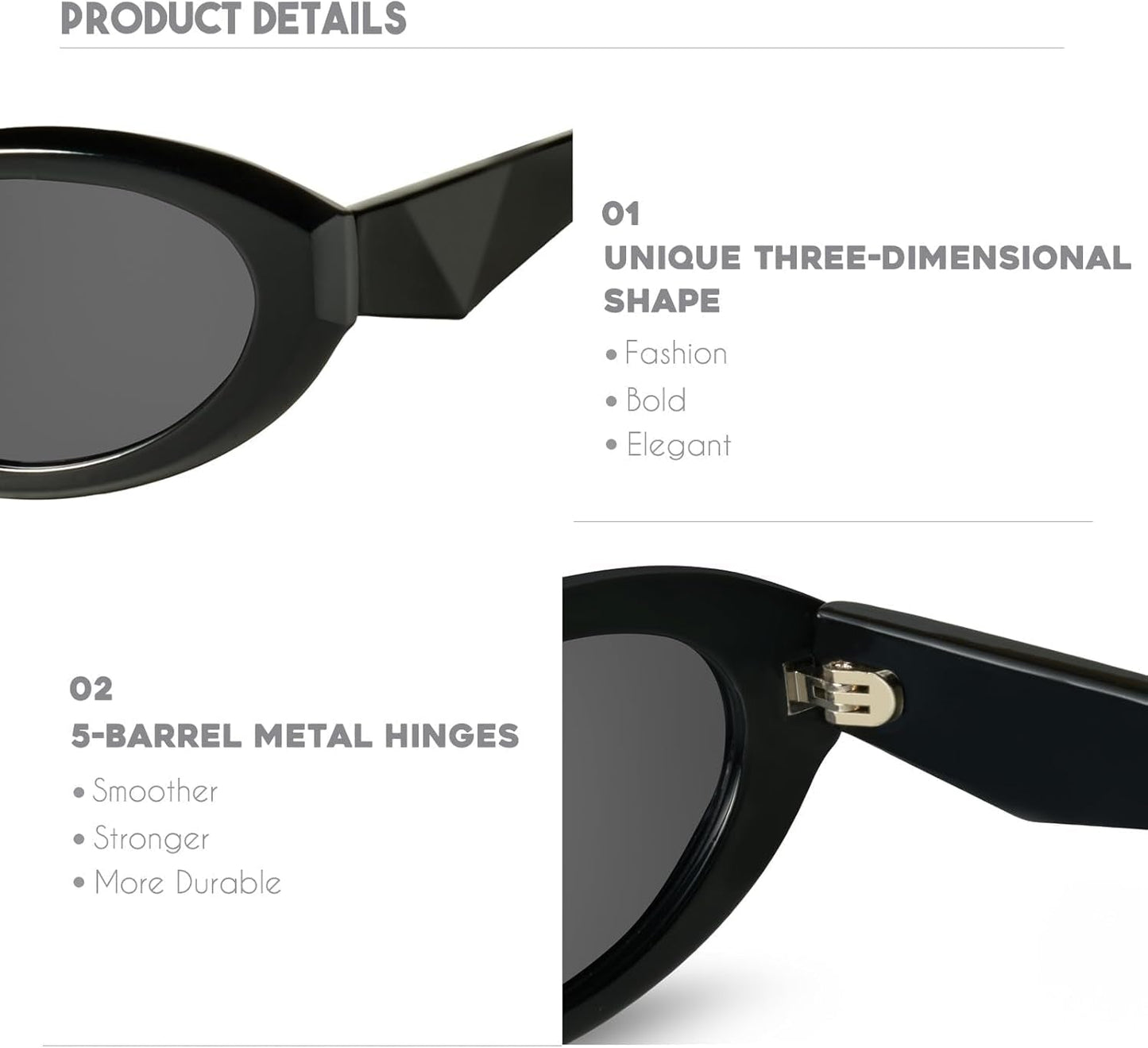 Oval Cat Eye Sunglasses for Women Retro Y2K Style MS52372 - WORLD TIME VISITS