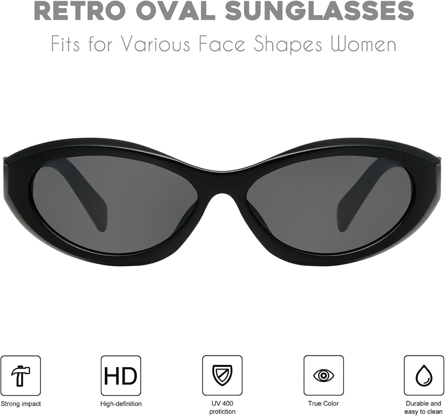 Oval Cat Eye Sunglasses for Women Retro Y2K Style MS52372 - WORLD TIME VISITS