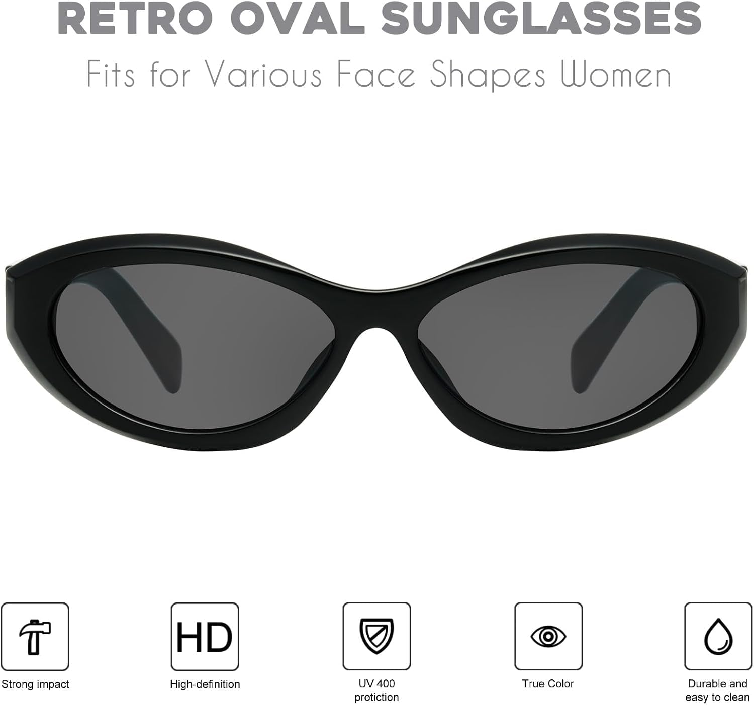 Oval Cat Eye Sunglasses for Women Retro Y2K Style MS52372 - WORLD TIME VISITS