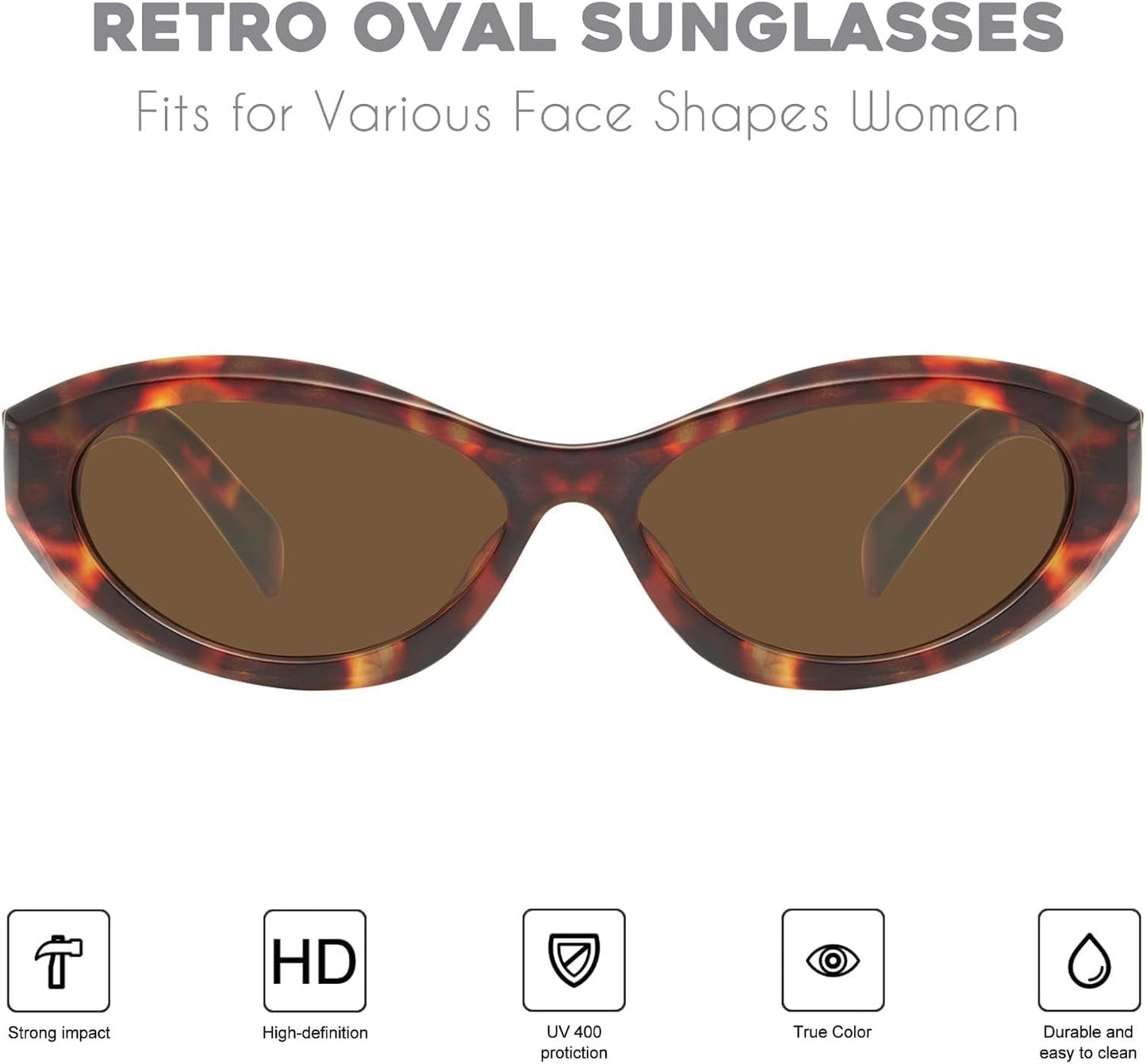 Oval Cat Eye Sunglasses for Women Retro Y2K Style MS52372 - WORLD TIME VISITS