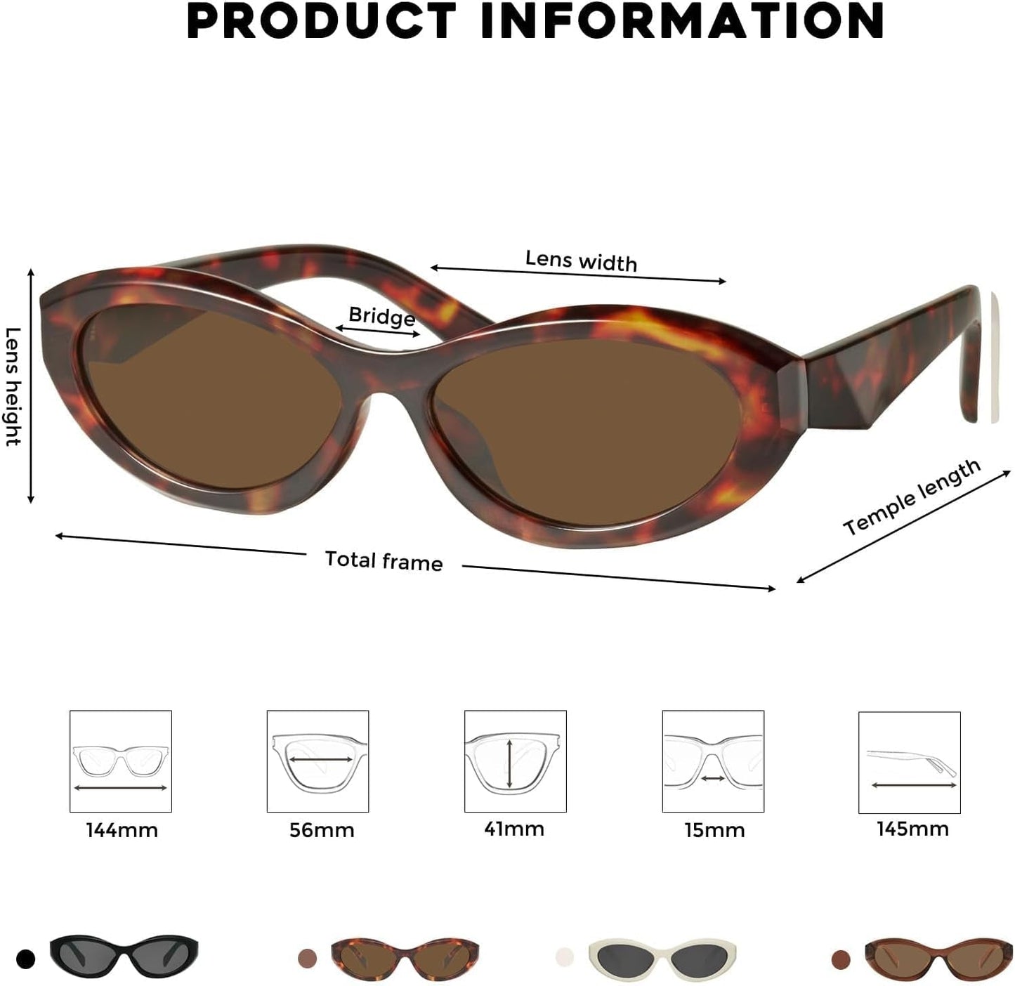 Oval Cat Eye Sunglasses for Women Retro Y2K Style MS52372 - WORLD TIME VISITS