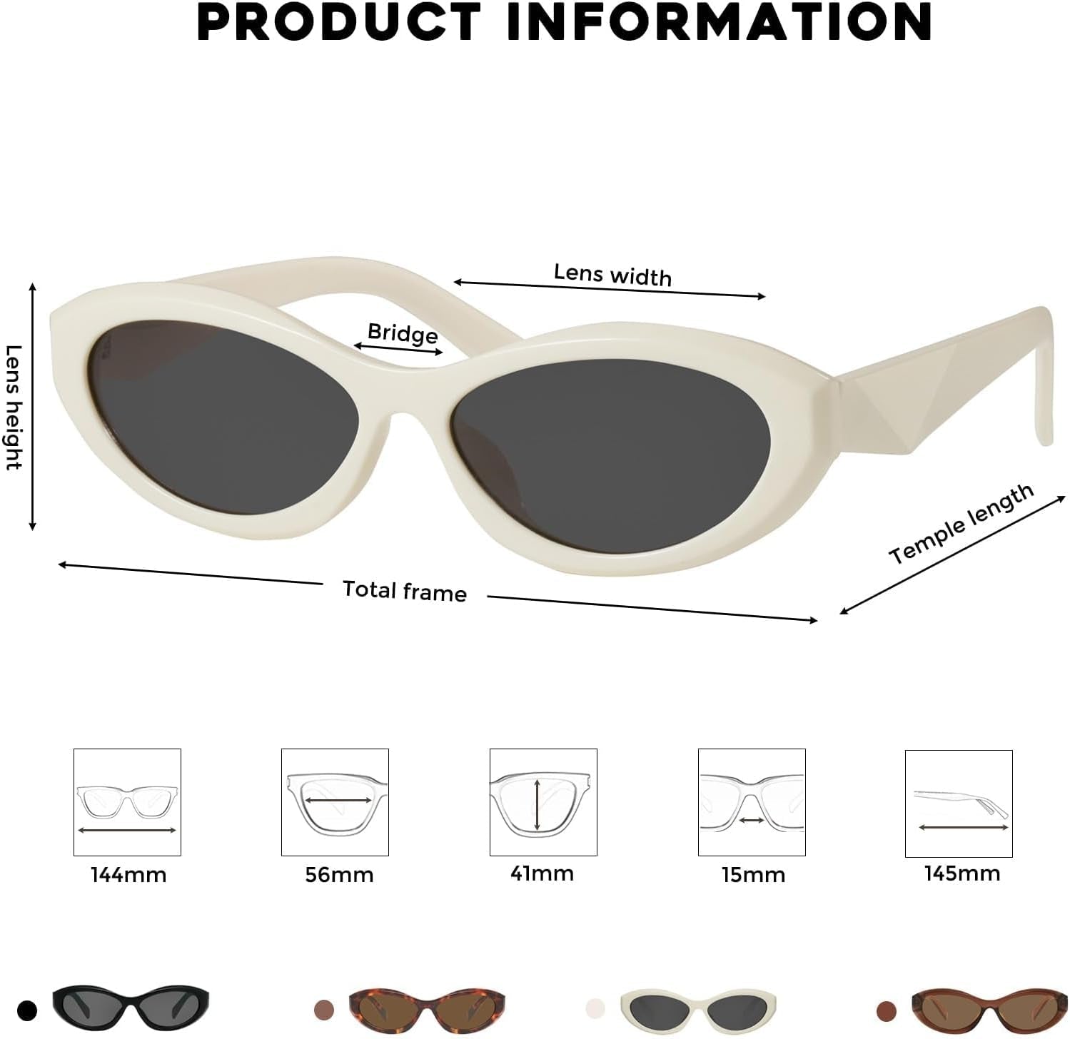 Oval Cat Eye Sunglasses for Women Retro Y2K Style MS52372 - WORLD TIME VISITS