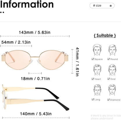 Oval Sunglasses Womens Men Retro Trendy Sun Glasses Classic Metal Shades K1653 - WORLD TIME VISITS