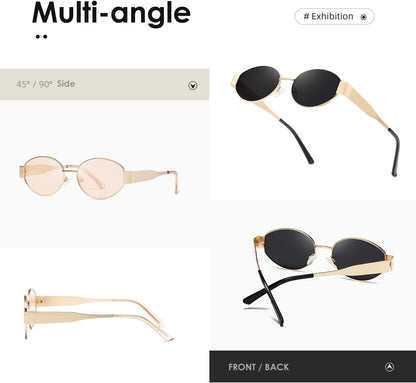 Oval Sunglasses Womens Men Retro Trendy Sun Glasses Classic Metal Shades K1653 - WORLD TIME VISITS