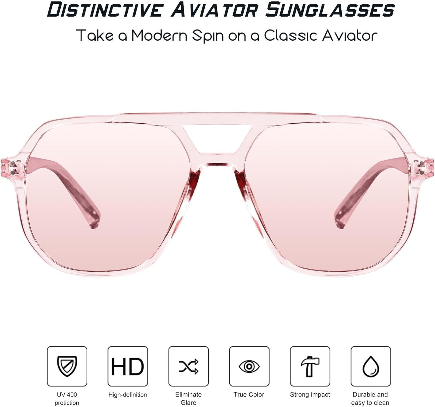 Oversized Aviator Sunglasses for Women and Men with Polarized Lens MS52243 - WORLD TIME VISITS