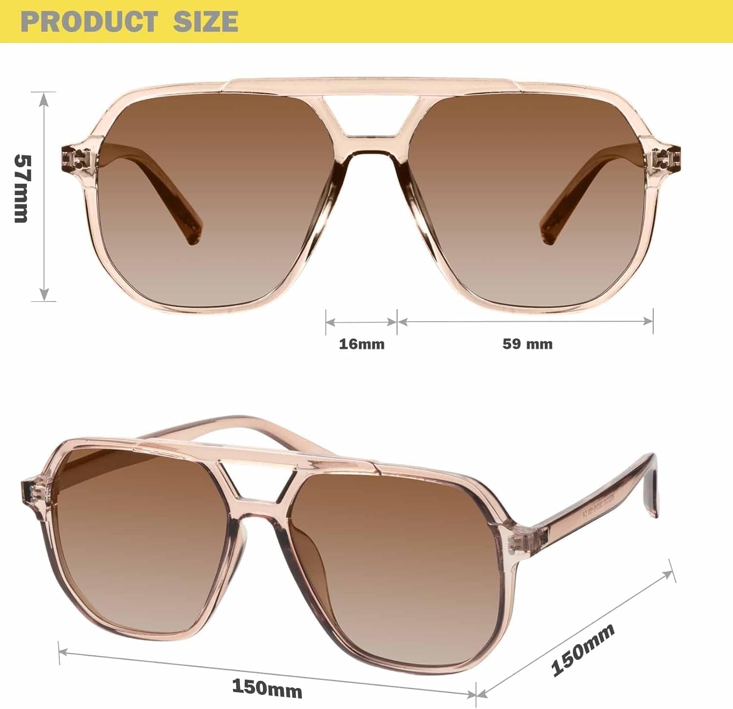 Oversized Aviator Sunglasses for Women and Men with Polarized Lens MS52243 - WORLD TIME VISITS