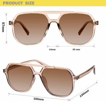 Oversized Aviator Sunglasses for Women and Men with Polarized Lens MS52243 - WORLD TIME VISITS