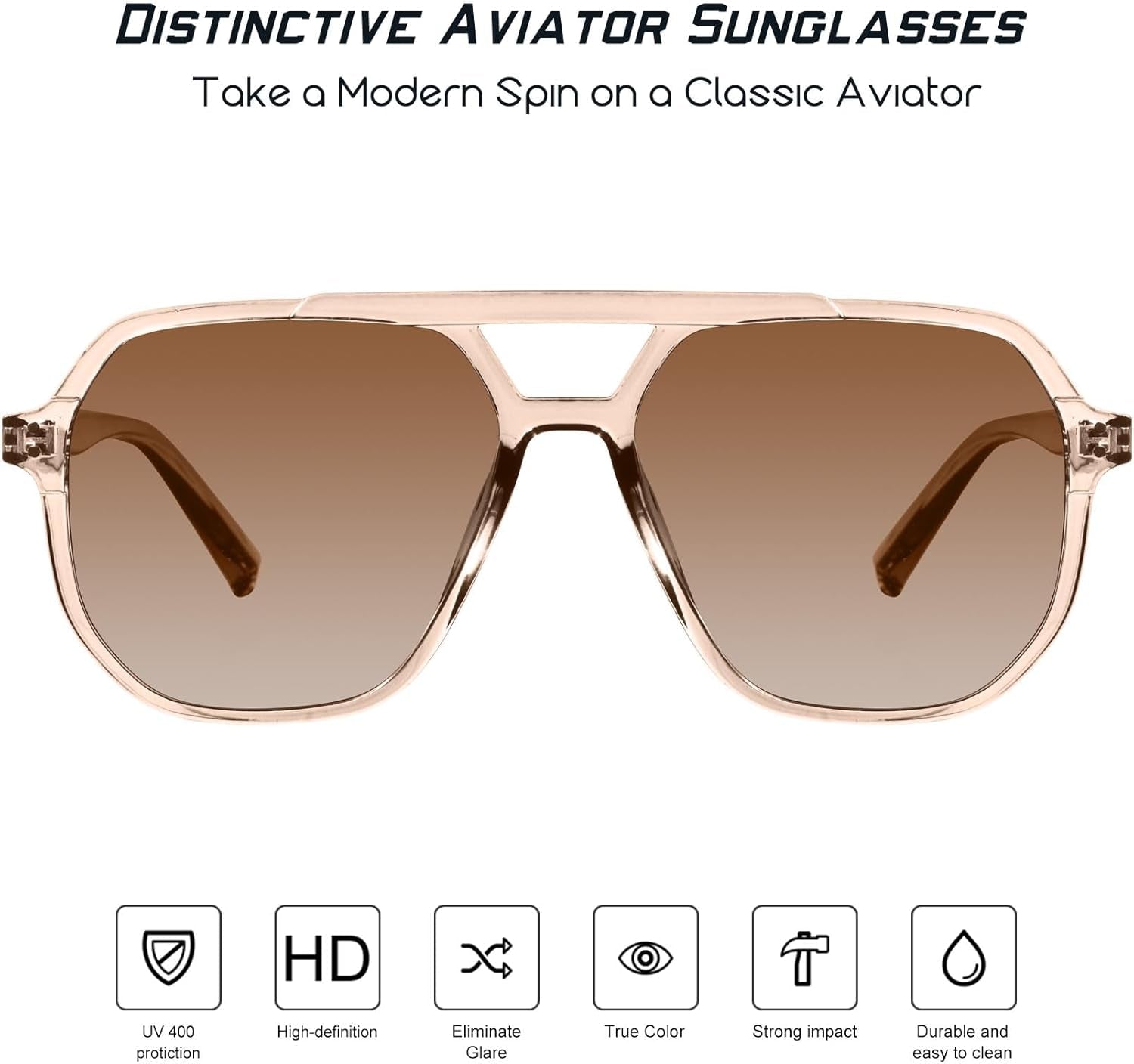 Oversized Aviator Sunglasses for Women and Men with Polarized Lens MS52243 - WORLD TIME VISITS
