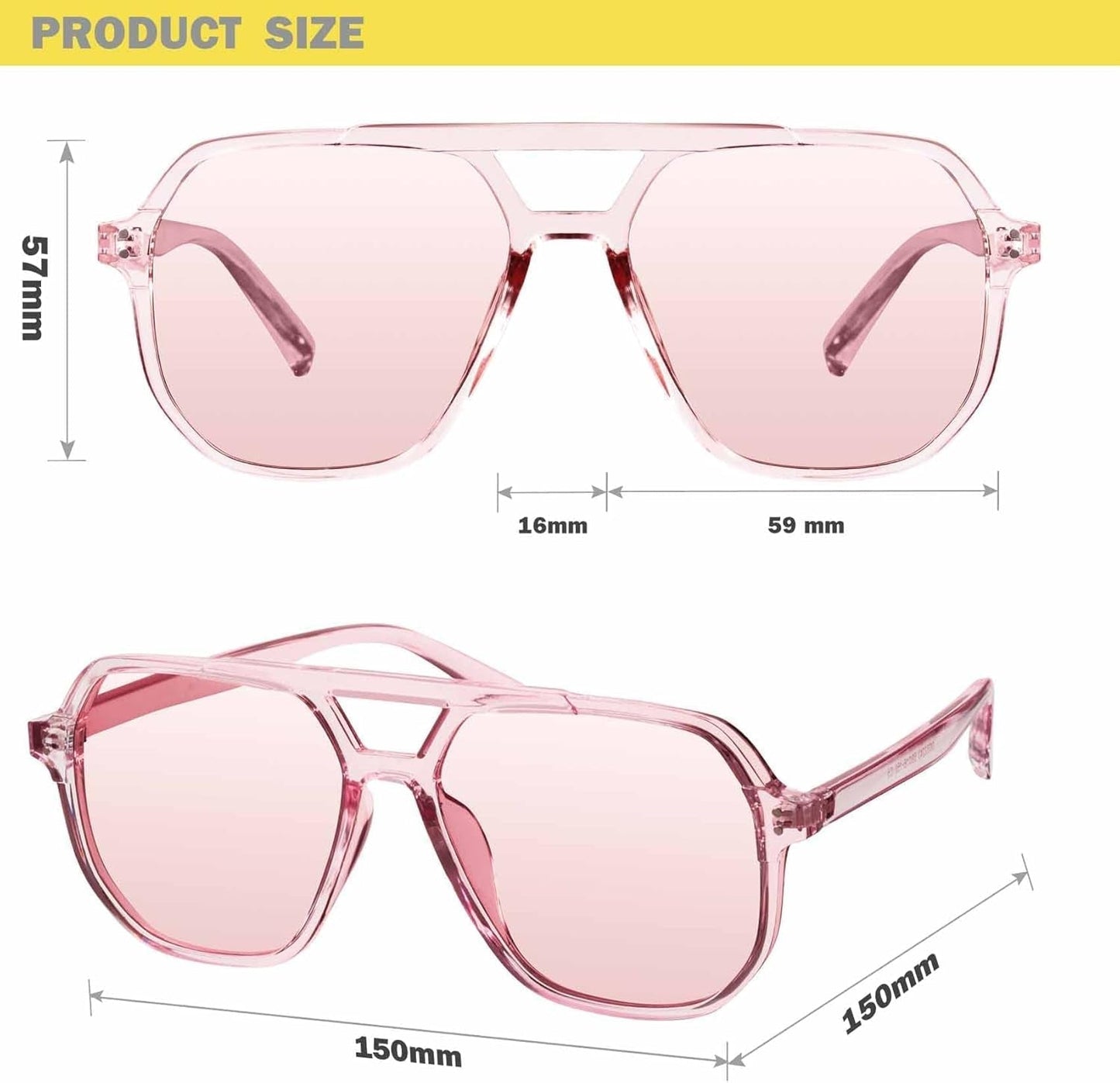 Oversized Aviator Sunglasses for Women and Men with Polarized Lens MS52243 - WORLD TIME VISITS