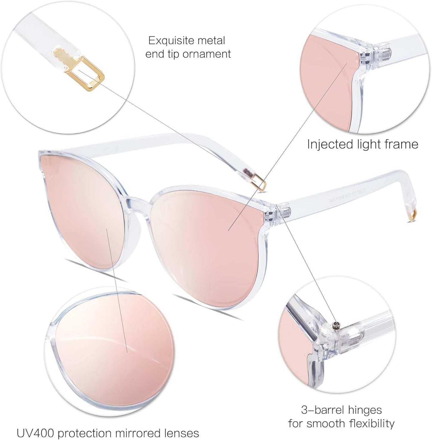 Oversized round Sunglasses for Women and Men - WORLD TIME VISITS