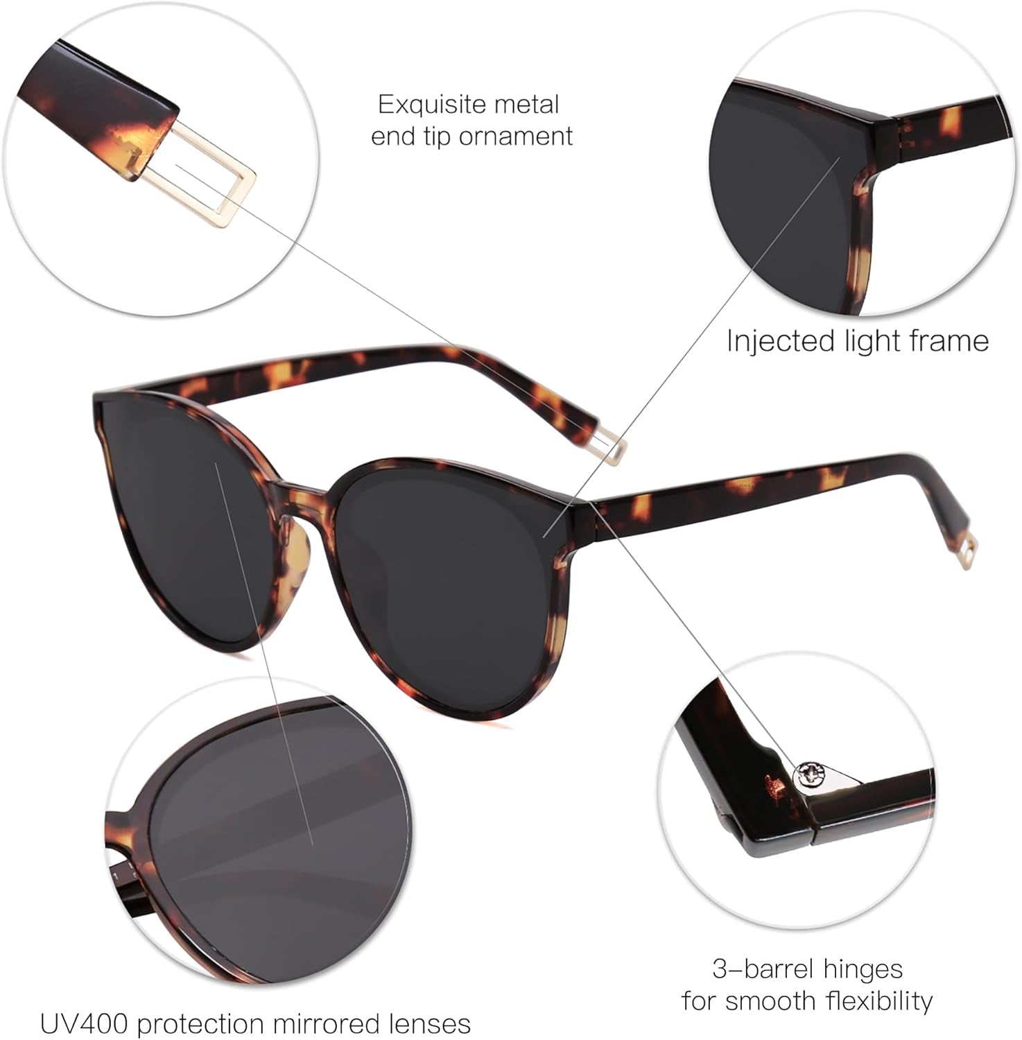 Oversized round Sunglasses for Women and Men - WORLD TIME VISITS