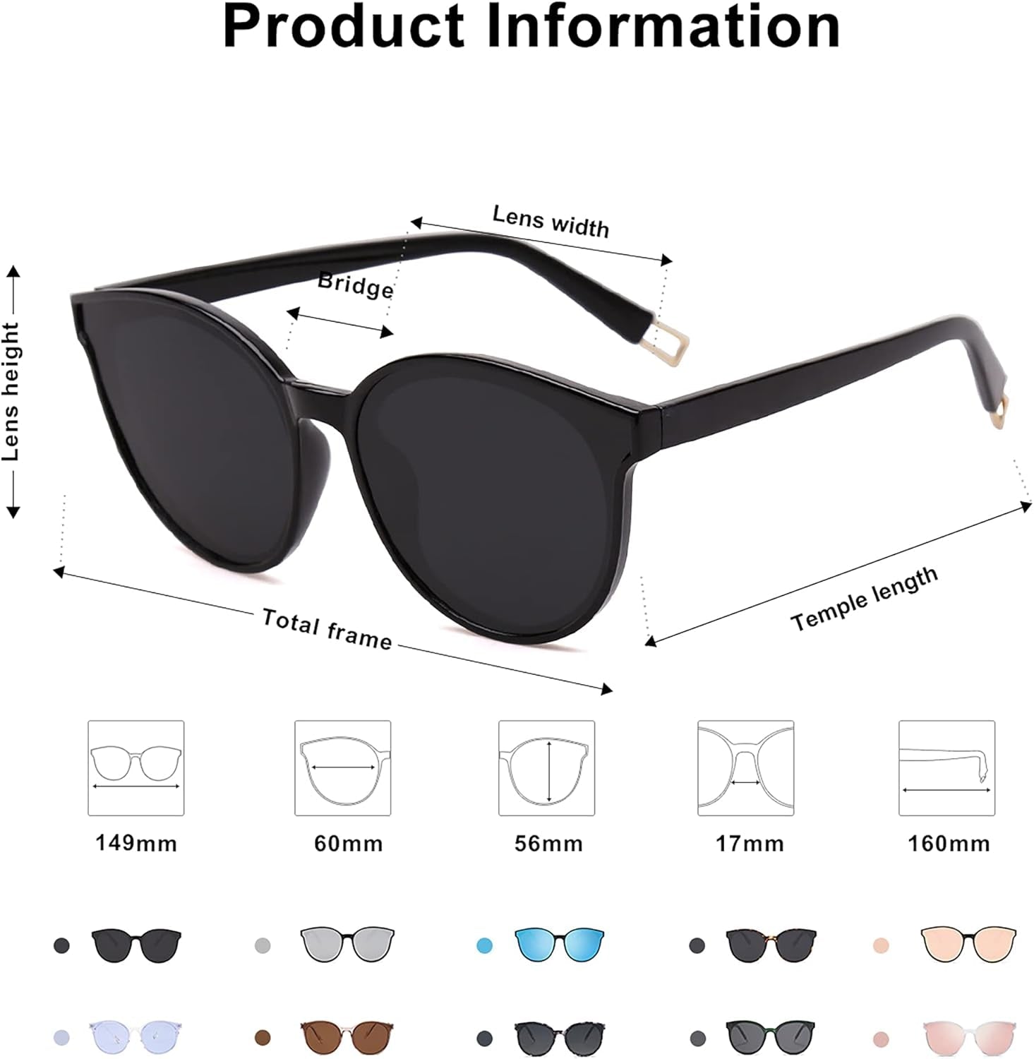 Oversized round Sunglasses for Women and Men - WORLD TIME VISITS