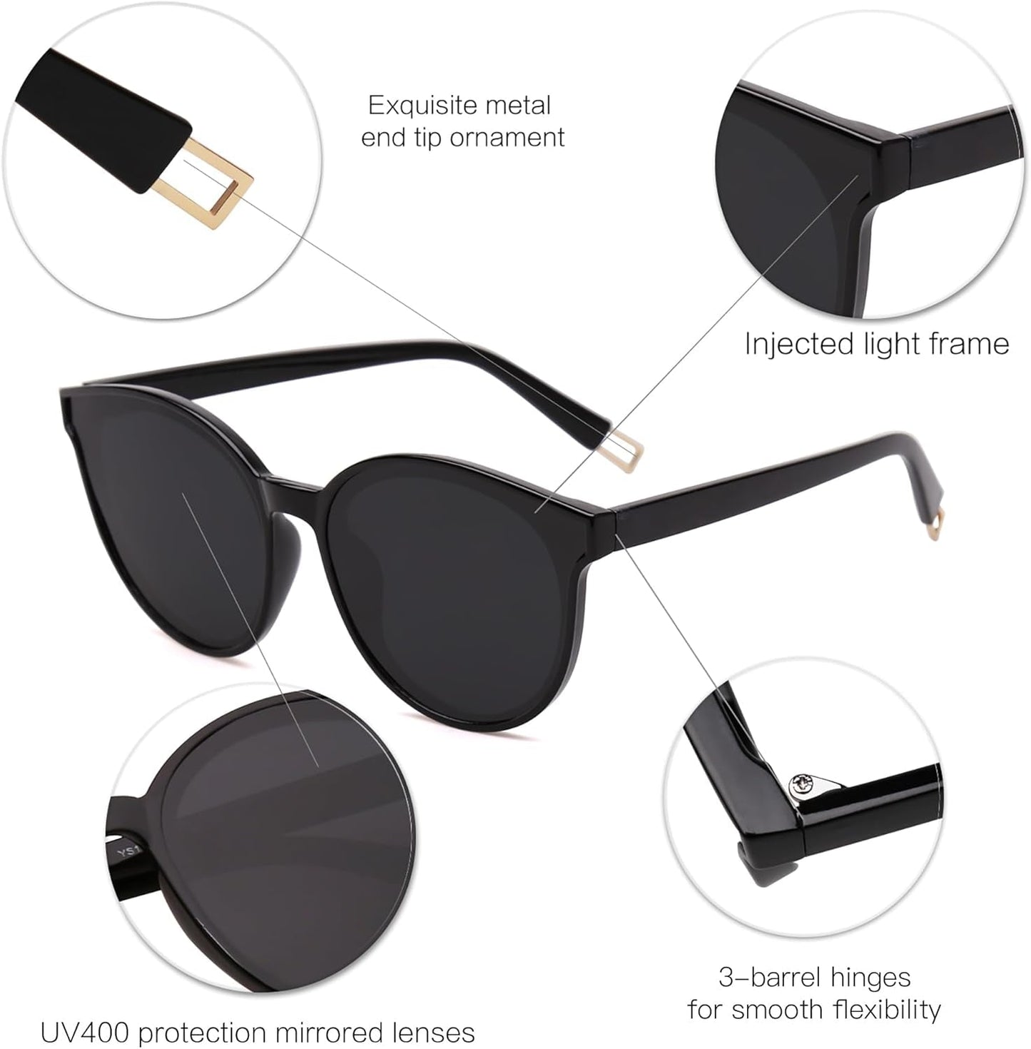 Oversized round Sunglasses for Women and Men - WORLD TIME VISITS