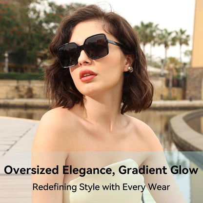 Oversized Square Sunglasses for Women Big Large Wide Fashion Shades for Men UV Protection Unisex - WORLD TIME VISITS