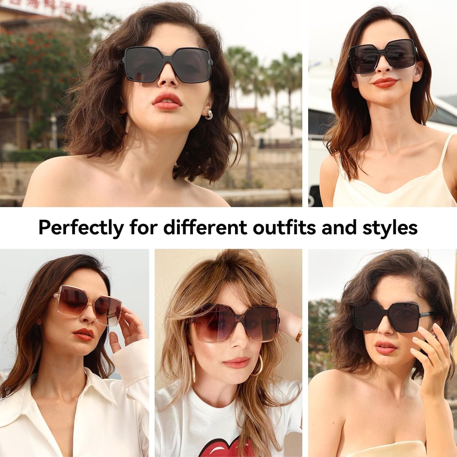 Oversized Square Sunglasses for Women Big Large Wide Fashion Shades for Men UV Protection Unisex - WORLD TIME VISITS