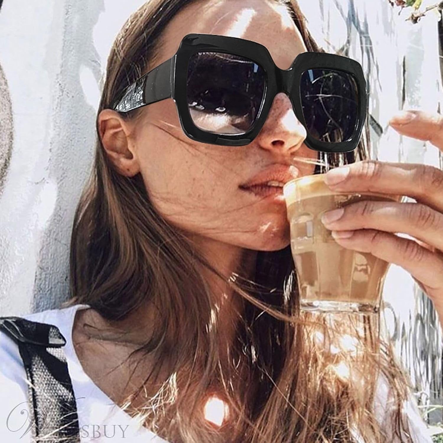 Oversized Square Sunglasses Womens Retro Shades Luxury Big Sun Glasses UV400 Protection S0178 - WORLD TIME VISITS