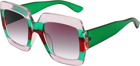 Oversized Square Sunglasses Womens Retro Shades Luxury Big Sun Glasses UV400 Protection S0178 - WORLD TIME VISITS