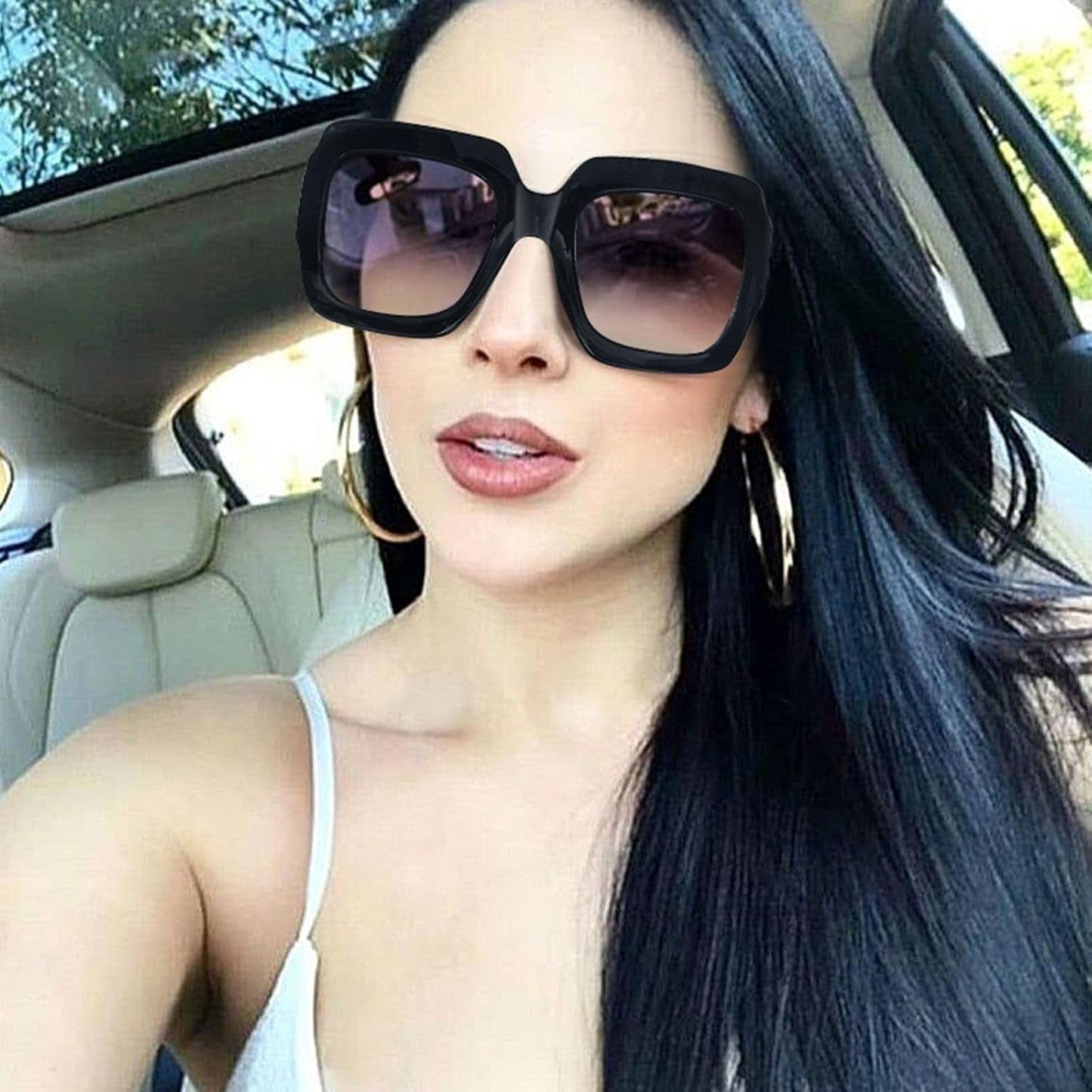Oversized Square Sunglasses Womens Retro Shades Luxury Big Sun Glasses UV400 Protection S0178 - WORLD TIME VISITS